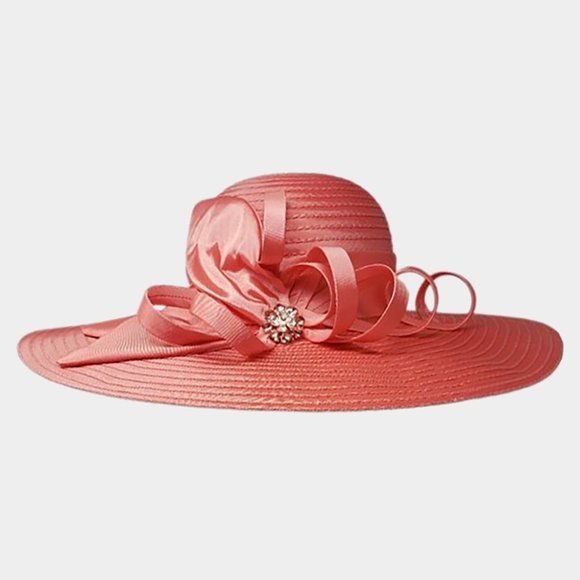 Coral Bow Accented Dressy Hat